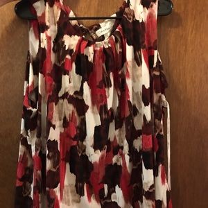 Calvin Klein Sleeveless 3X Top Maroon/Black Print